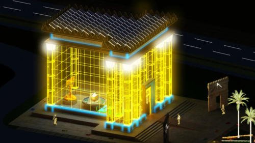 057 - Vista em Perspectiva do Palácio Salomão com Simulação da Iluminação Artificial em LED
