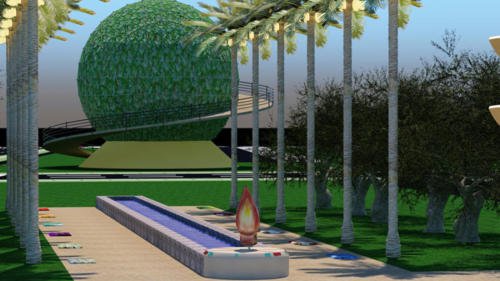 063 - Vista em Perspectiva Boulevard Rio Jordão com 2 pares de 6 Filas de Pedras Representando as 12 Tribos de Israel e Gnômon Pinhão