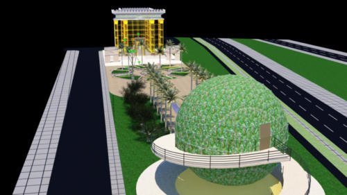 067 - Vista Reversa e em Perspectiva da Praça de Israel com Astrobilus em Primeiro Plano