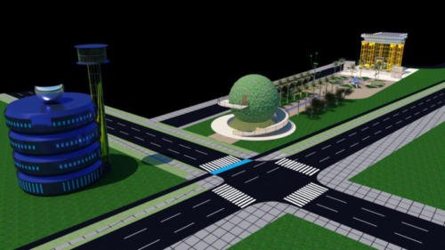 068 - Vista Reversa e em Perspectiva da Praça de Israel