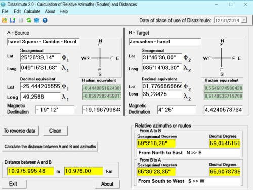070 - Tela do Programa de Computador Criado pelo Arqto Djalma para Aferir Dados Geográficos da Hiperestrela de David